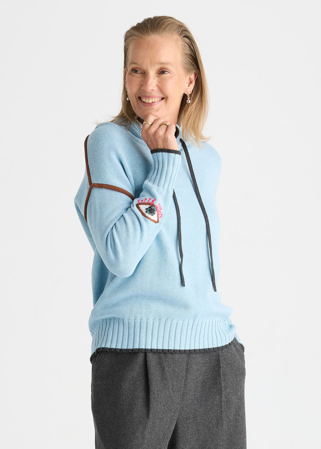 Zaket &amp; Plover Mystic Eye Hoodie in Sky available at Barbara Katz