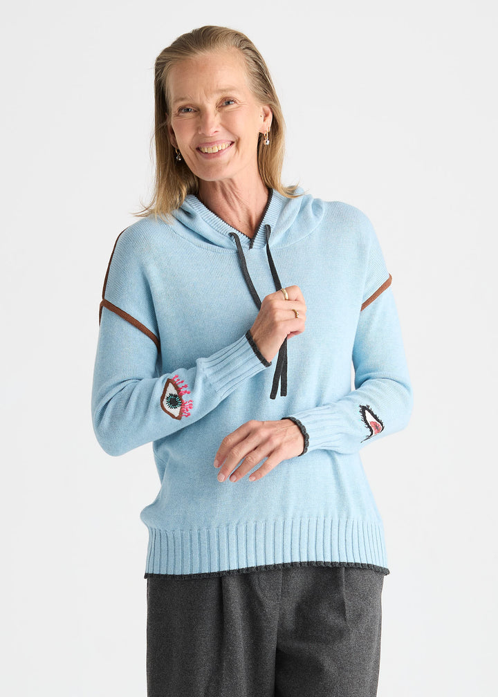 Zaket &amp; Plover Mystic Eye Hoodie in Sky available at Barbara Katz