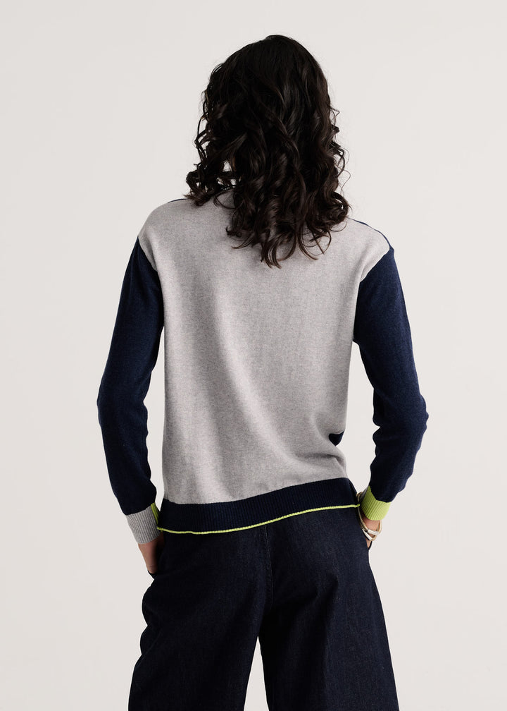 Zaket &amp; Plover Threaded With Love V Sweater in Dark Denim available at Barbara Katz