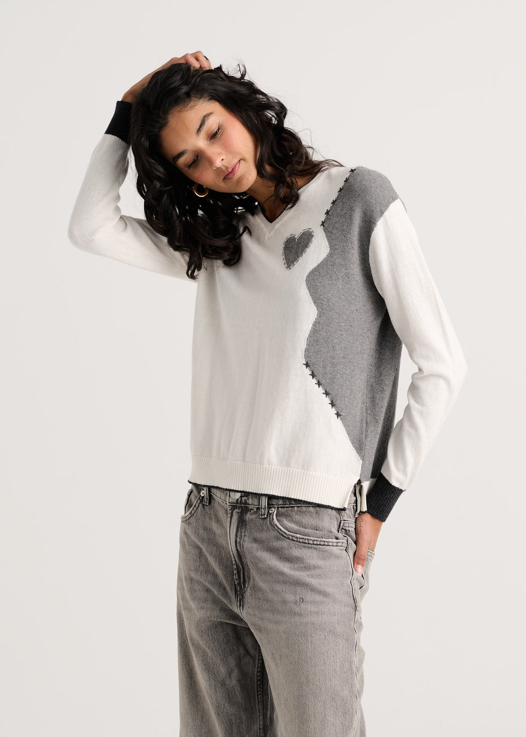 Zaket &amp; Plover Threaded With Love V Sweater in White available at Barbara Katz