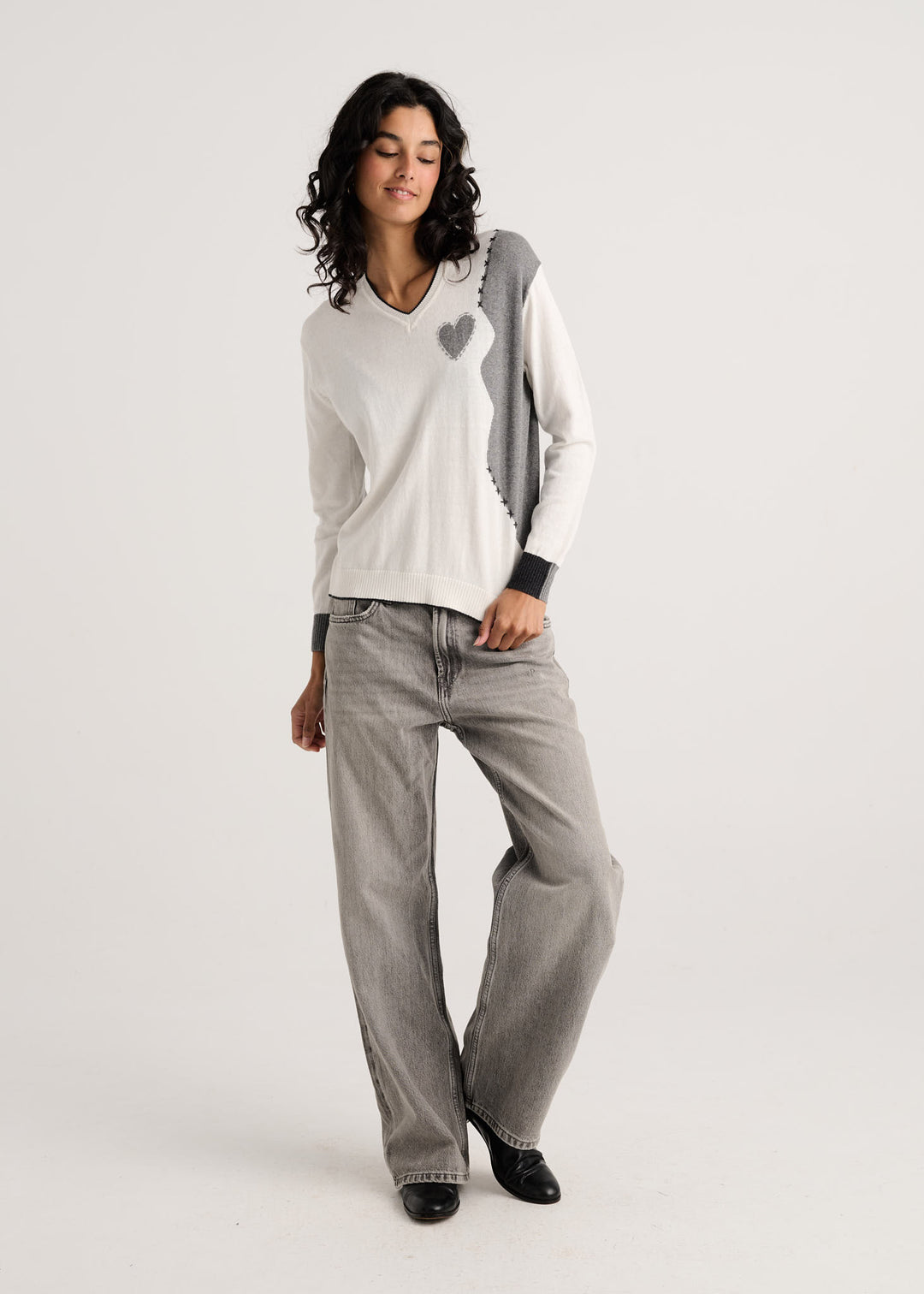 Zaket &amp; Plover Threaded With Love V Sweater in White available at Barbara Katz