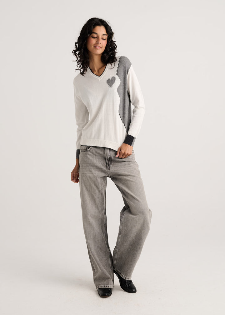 Zaket &amp; Plover Threaded With Love V Sweater in White available at Barbara Katz