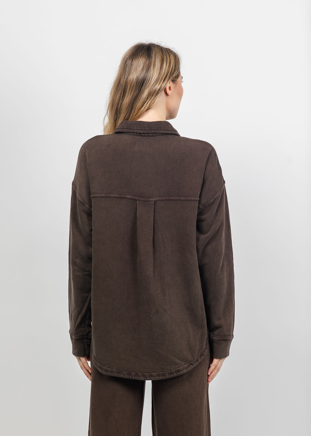 Z Supply All Day Knit Denim Jacket in Dark Chocolate available at Barbara Katz