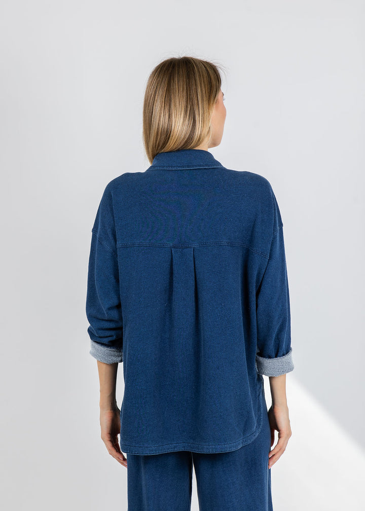 Z Supply All Day Knit Denim Jacket in Indigo available at Barbara Katz