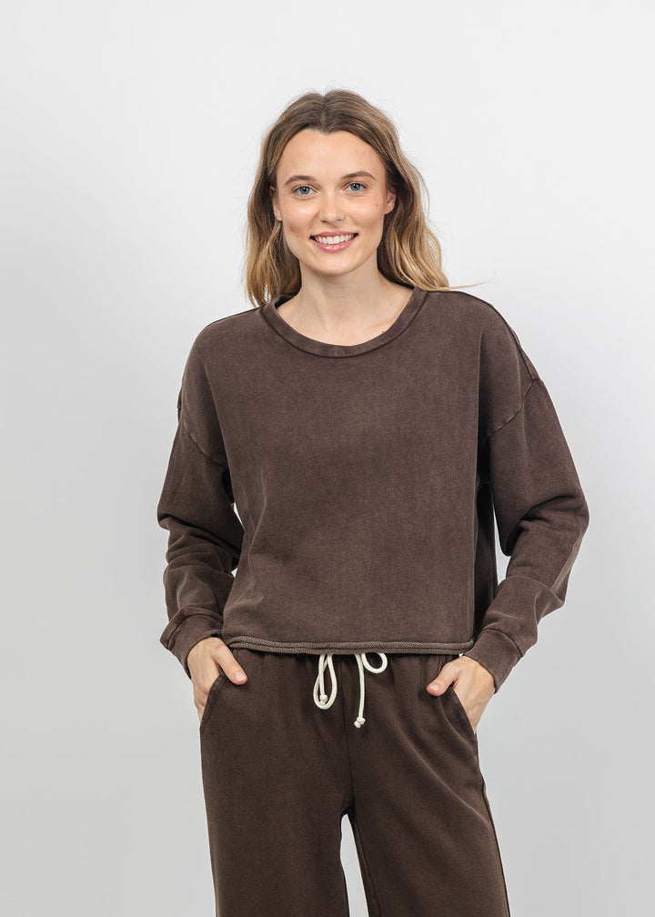 Z Supply Circuit Sweatshirt in Dark Chocolate available at Barbara Katz