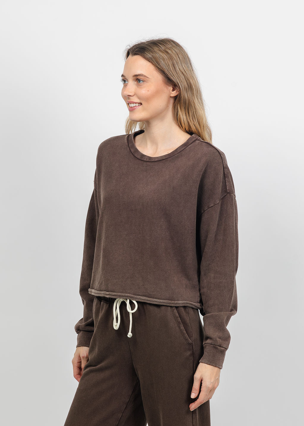 Z Supply Circuit Sweatshirt in Dark Chocolate available at Barbara Katz