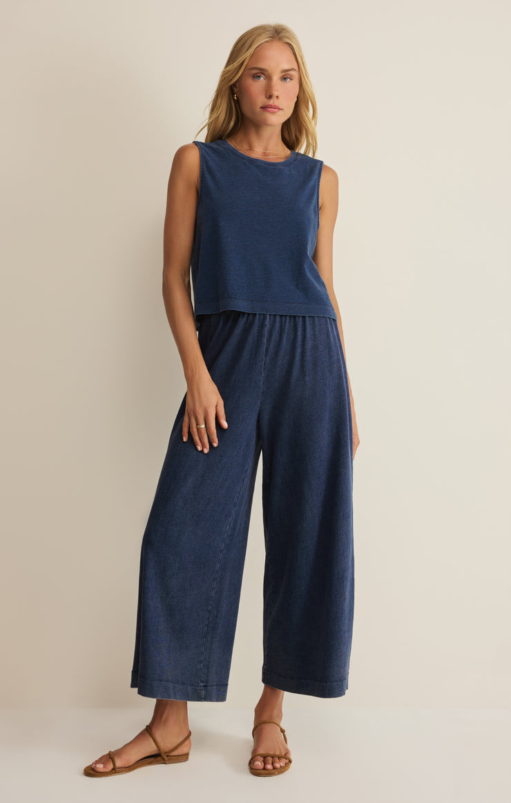 Z Supply Sloane Jersey Denim Muscle Tank in Indigo available at Barbara Katz