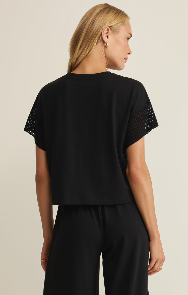 Z Supply Banyan Crochet Top in Black available at Barbara Katz