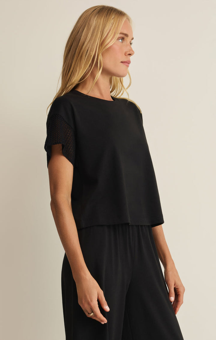 Z Supply Banyan Crochet Top in Black available at Barbara Katz