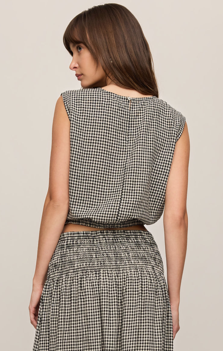 Z Supply Merit Gingham Cropped Top in Black available at Barbara Katz