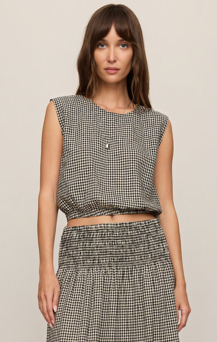 Z Supply Merit Gingham Cropped Top in Black available at Barbara Katz