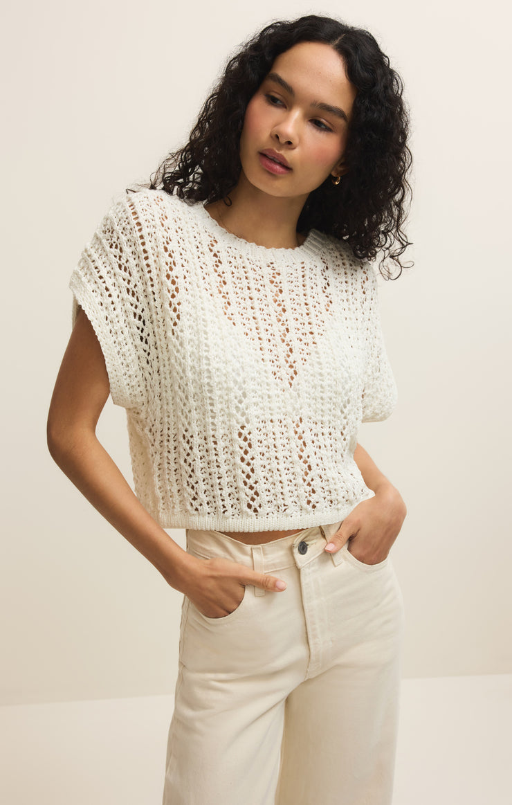 Z Supply Ballast Crochet Top in Natural available at Barbara Katz