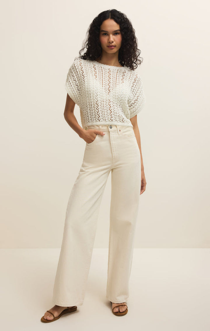 Z Supply Ballast Crochet Top in Natural available at Barbara Katz