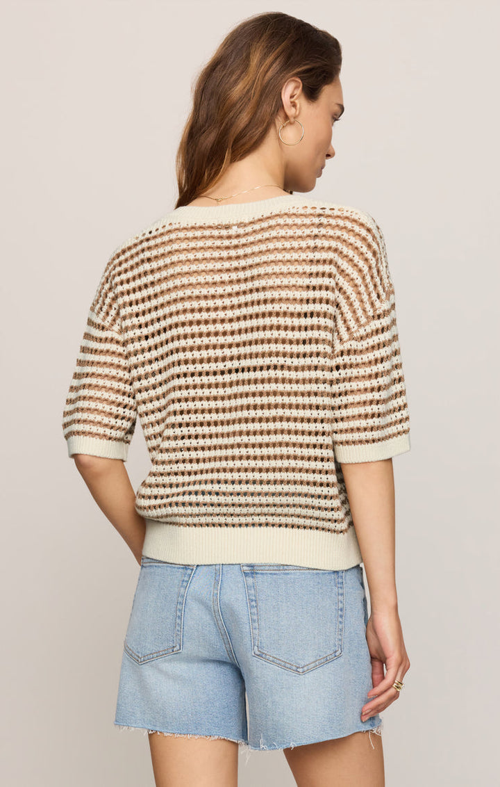 Z Supply Kylo Striped Crochet Sweater in Taro available at Barbara Katz