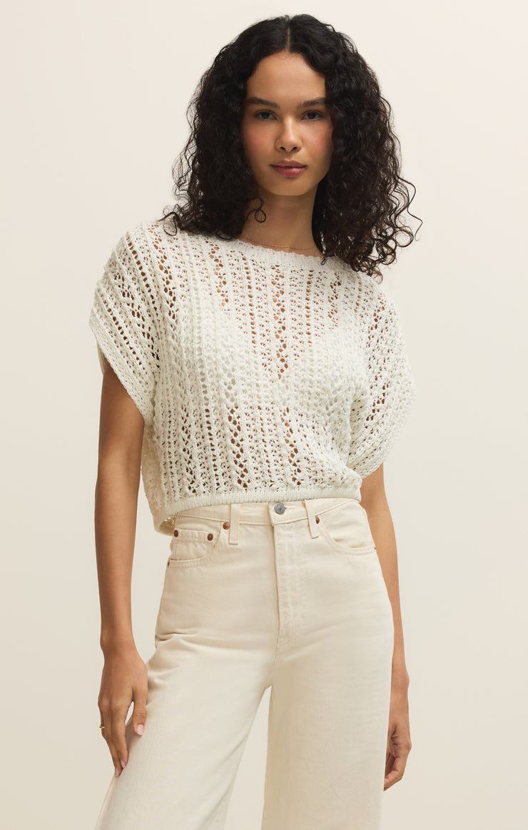 Z Supply Ballast Crochet Top in Natural available at Barbara Katz