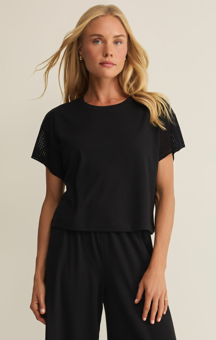 Z Supply Banyan Crochet Top in Black available at Barbara Katz