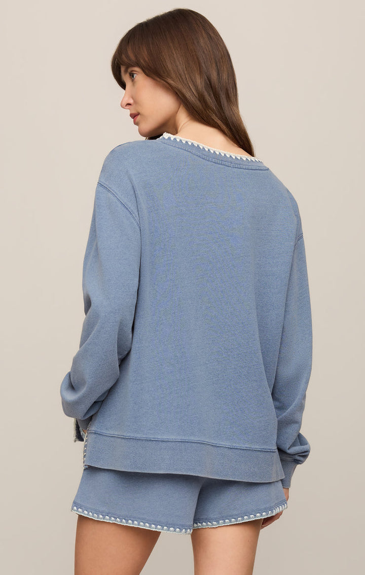 Z Supply Cam Knit Denim Whipstitch Top in Santorini Indigo available at Barbara Katz