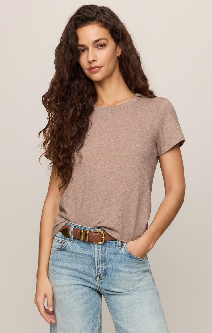 Z Supply Junie Slub Tee in Heather Ash available at Barbara Katz
