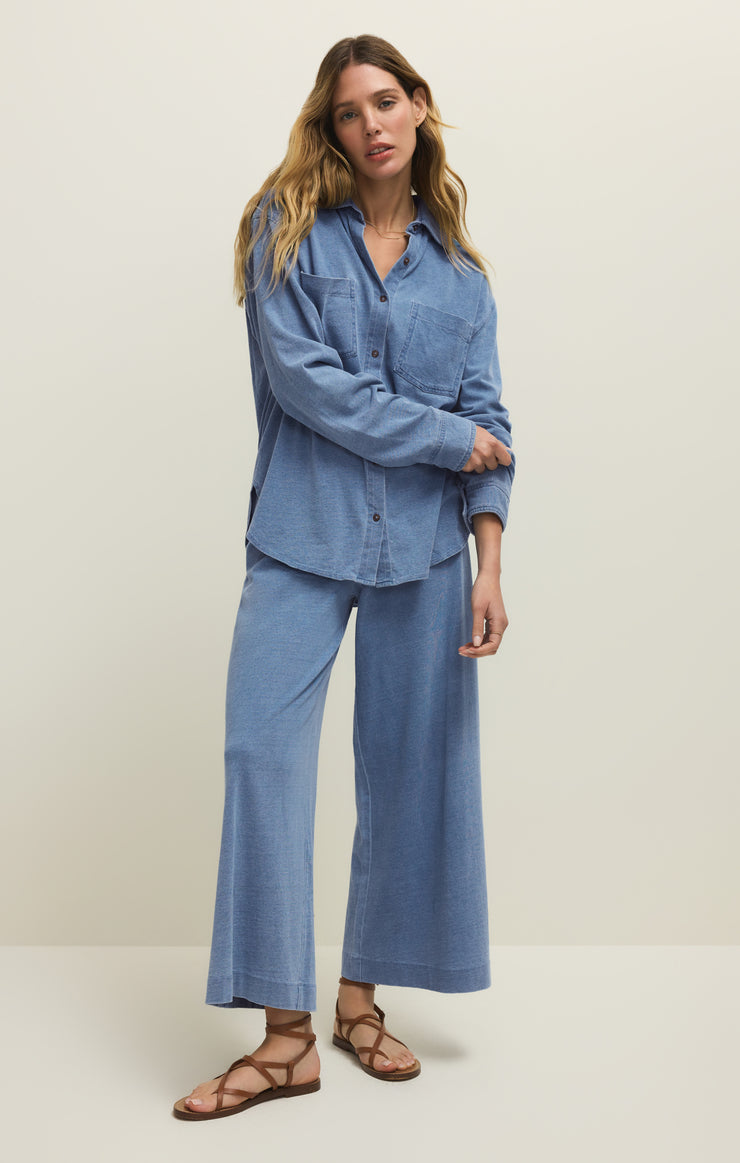 Z Supply Reese Denim Button Up in Santorini Indigo available at Barbara Katz