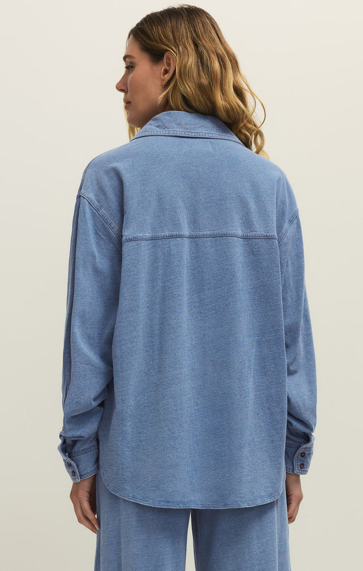 Z Supply Reese Denim Button Up in Santorini Indigo available at Barbara Katz