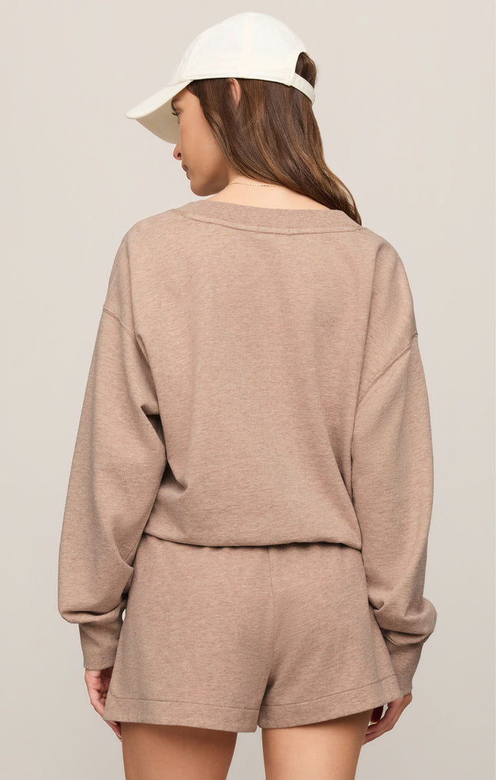 Z Supply The Everyday V-Neck Sweatshirt in Heather Ash available at Barbara Katz