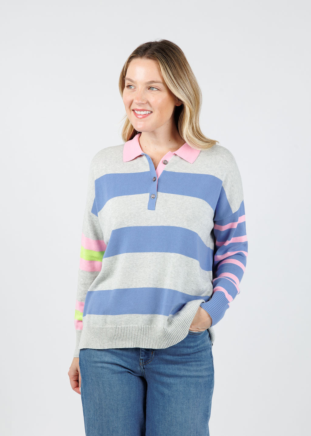 Zaket & Plover Blah Blah Rugby Top in Marl available at Barbara Katz