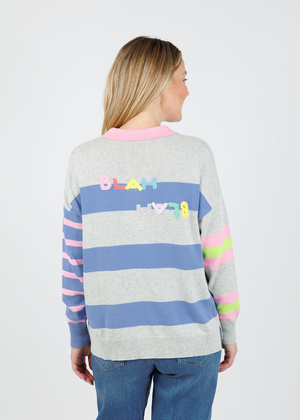Zaket & Plover Blah Blah Rugby Top in Marl available at Barbara Katz