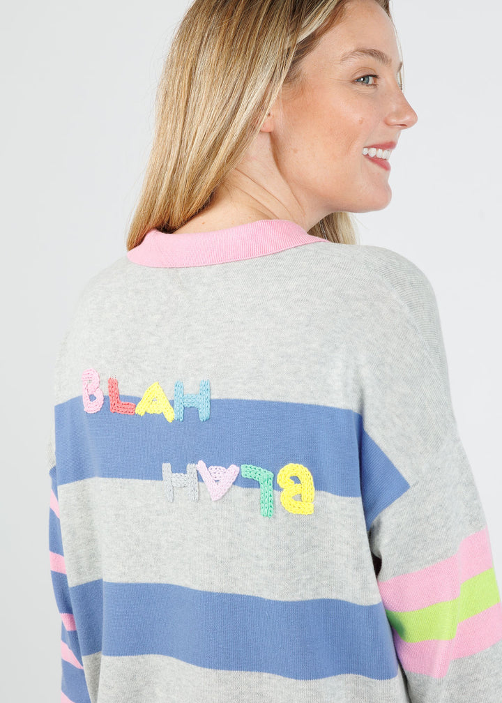 Zaket & Plover Blah Blah Rugby Top in Marl available at Barbara Katz
