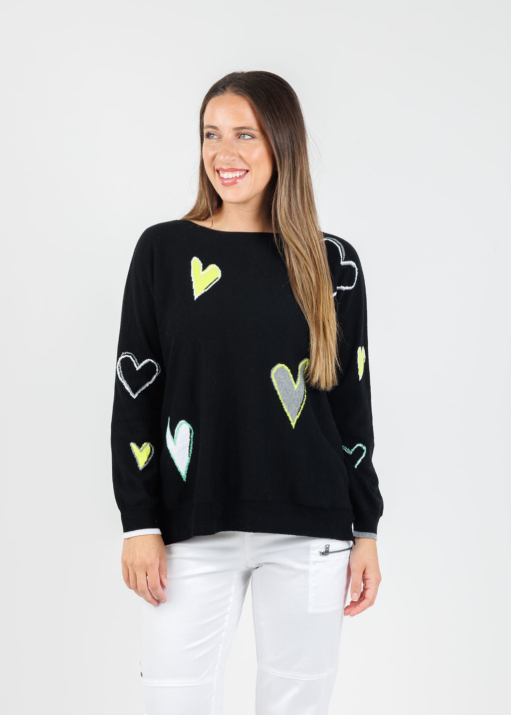 Zaket & Plover Heart Pattern Sweater in Black available at Barbara Katz