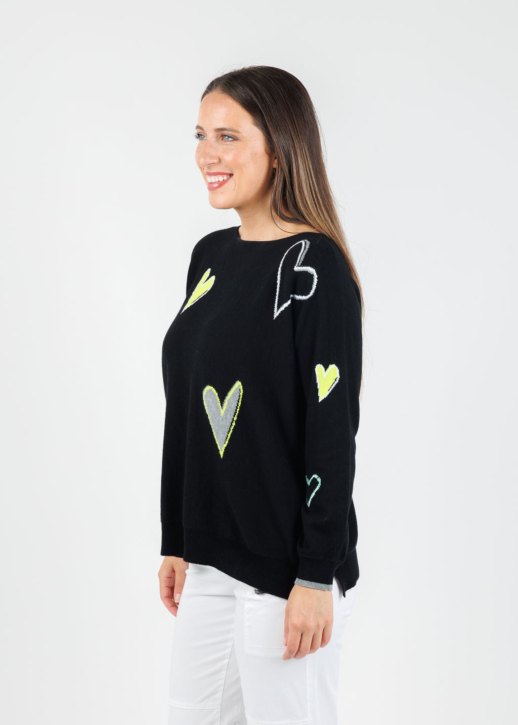 Zaket & Plover Heart Pattern Sweater in Black available at Barbara Katz