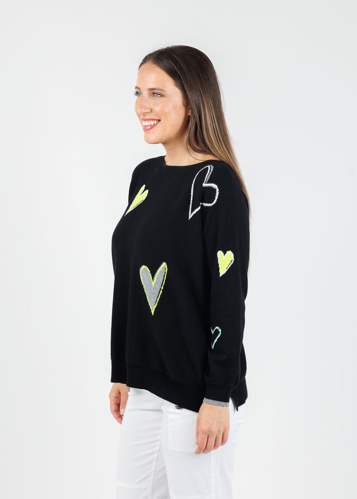 Zaket & Plover Heart Pattern Sweater in Black available at Barbara Katz