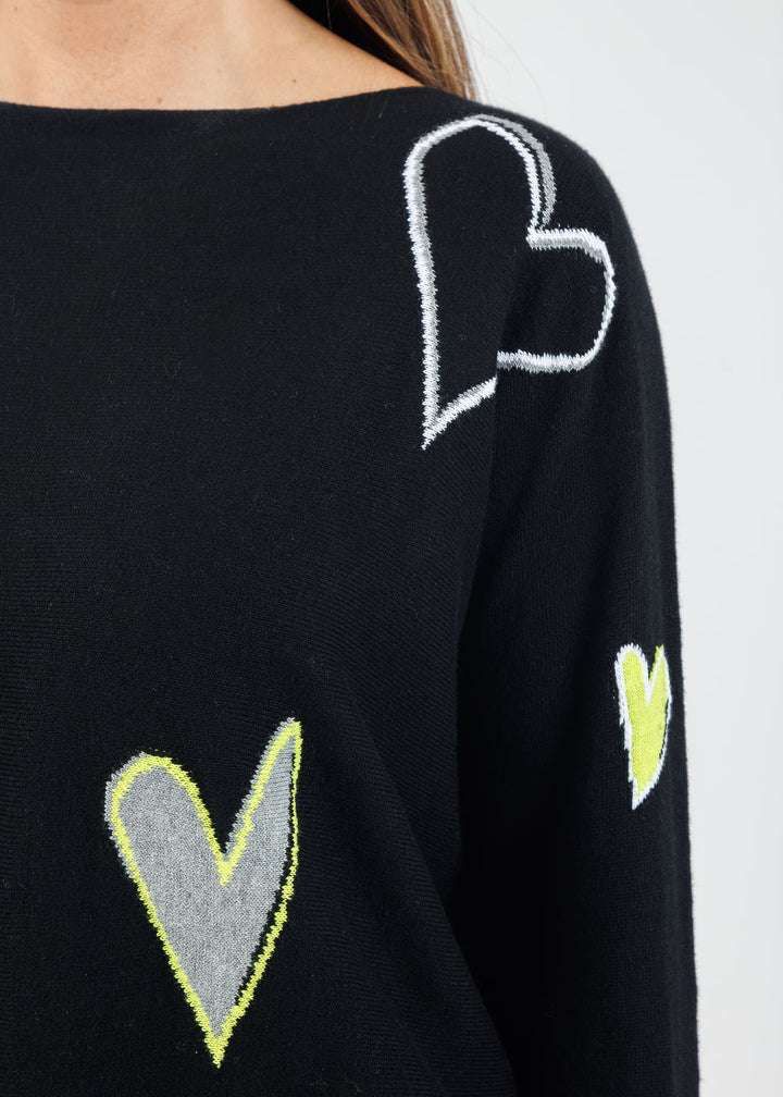 Zaket & Plover Heart Pattern Sweater in Black available at Barbara Katz