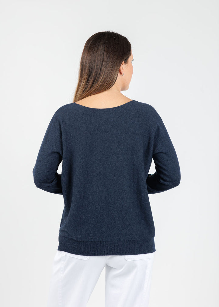 Zaket & Plover Heart Pattern Sweater in Dark Denim available at Barbara Katz