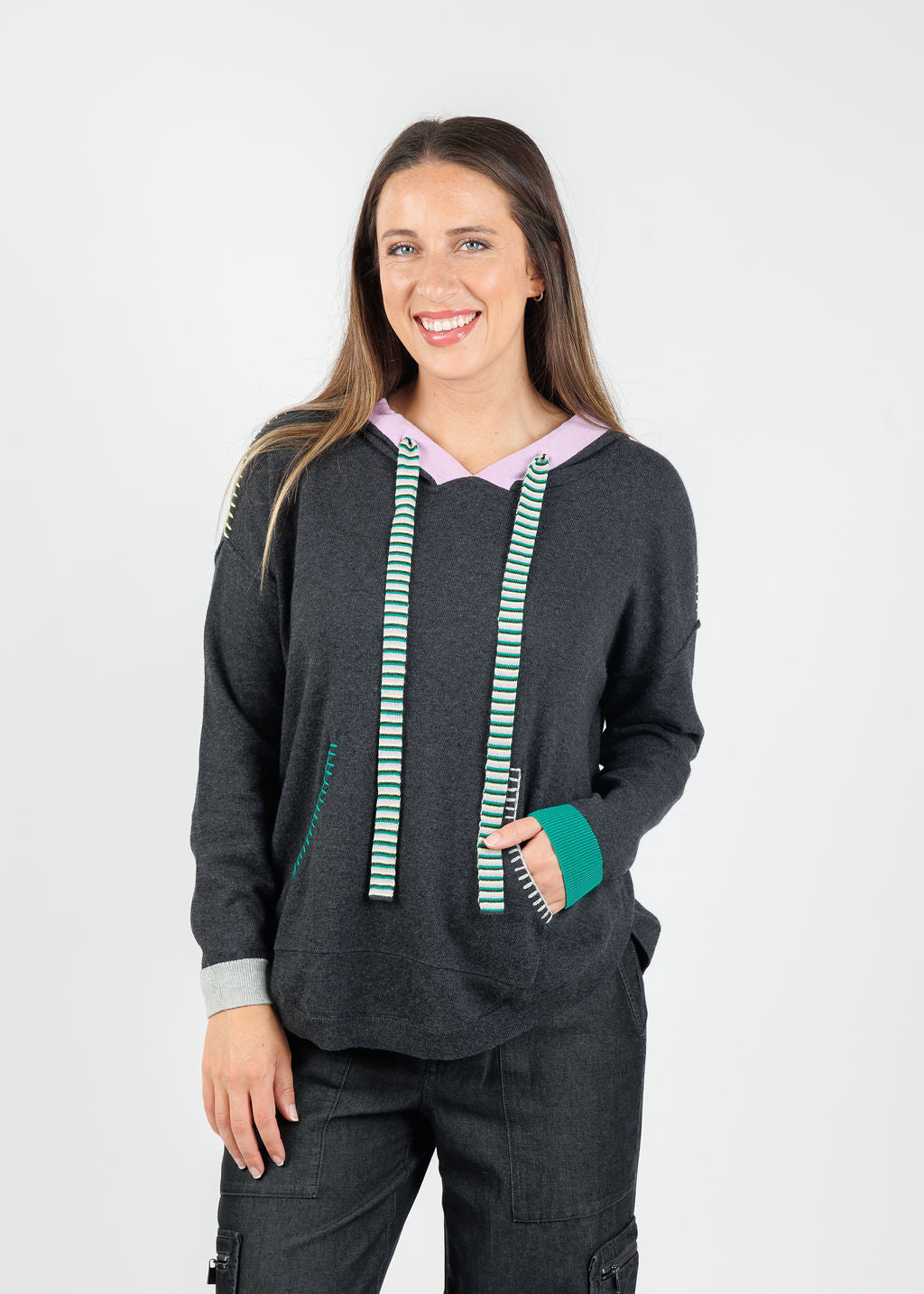トップス KEBOZ BORDER KNIT SWEATER ZAFUL Women's Solid Knit Cable Sweater Casual Long Lantern