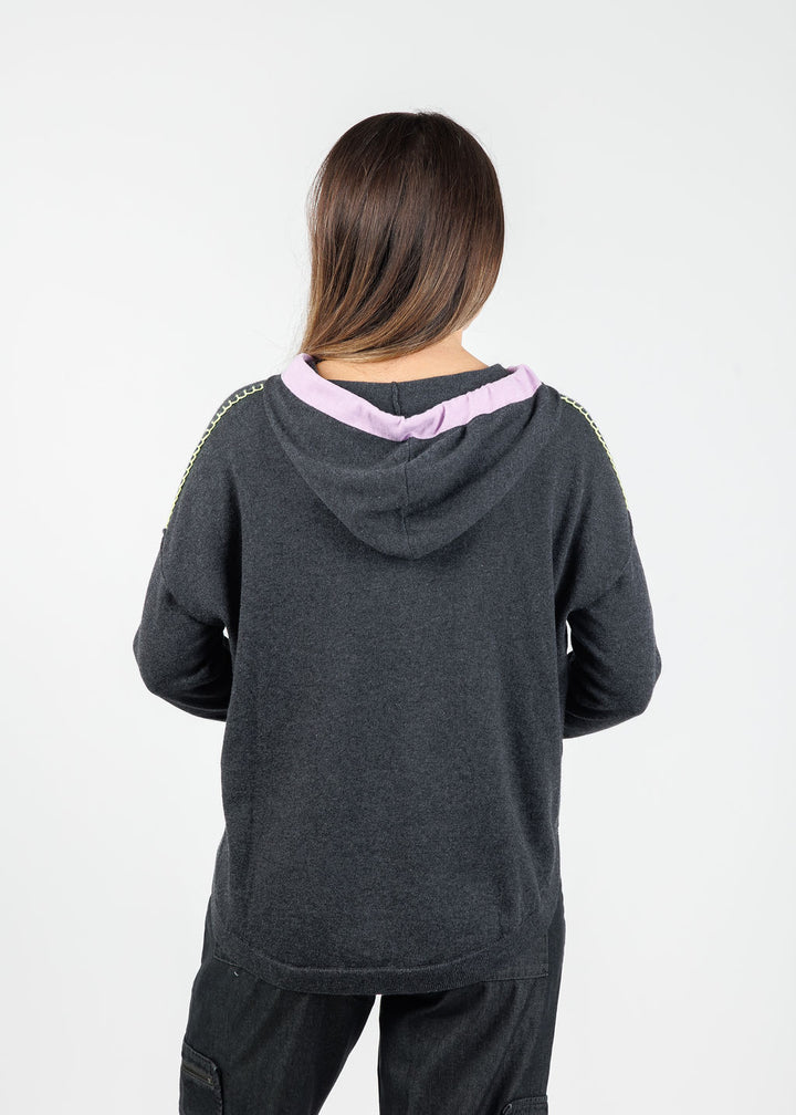 Zaket & Plover Layla Pocket Hoodie in Charcoal available at Barbara Katz