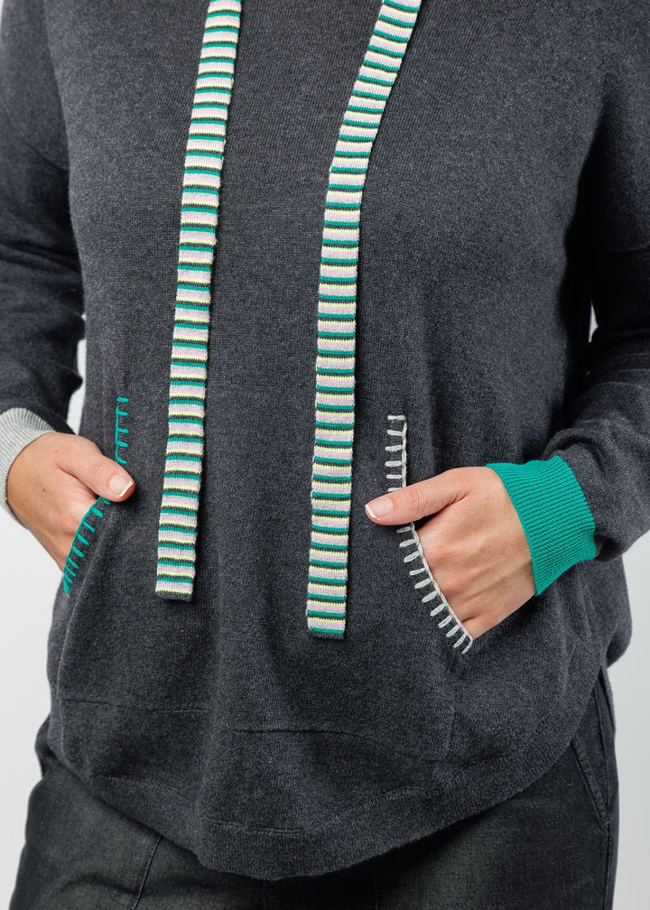 Zaket & Plover Layla Pocket Hoodie in Charcoal Gray available at Barbara Katz