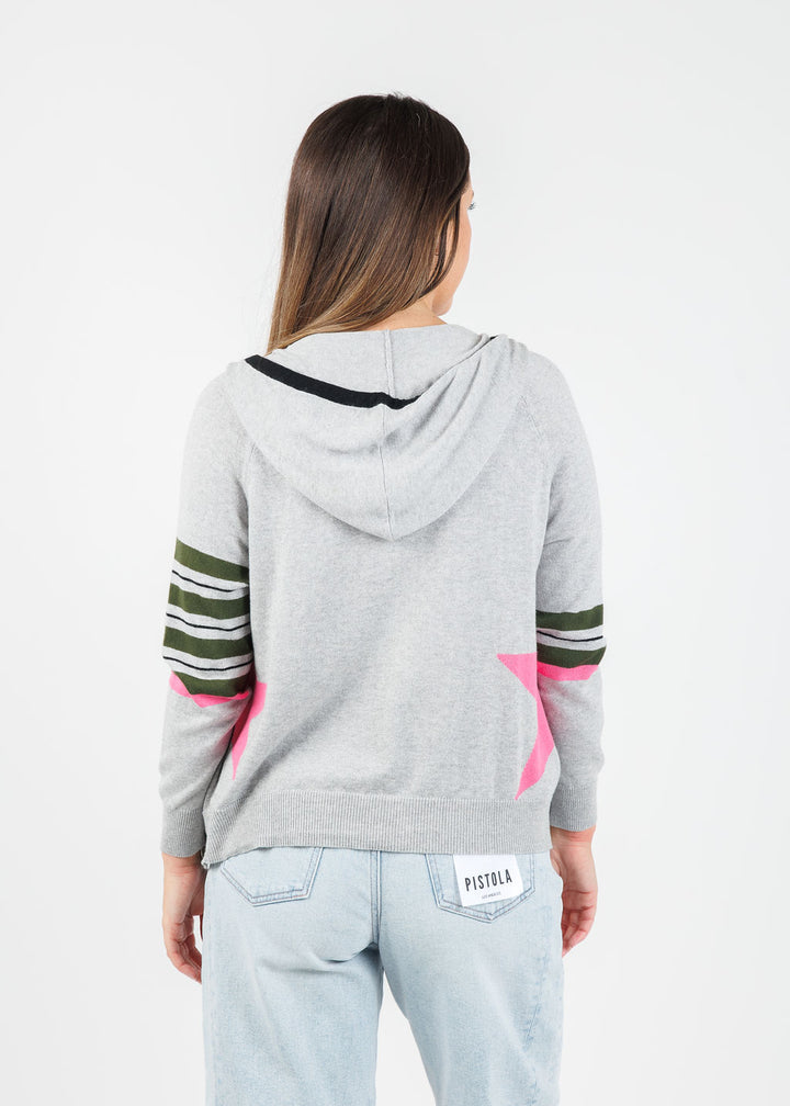 Zaket & Plover Stars & Stripes Zip Hoodie in Marl available at Barbara Katz