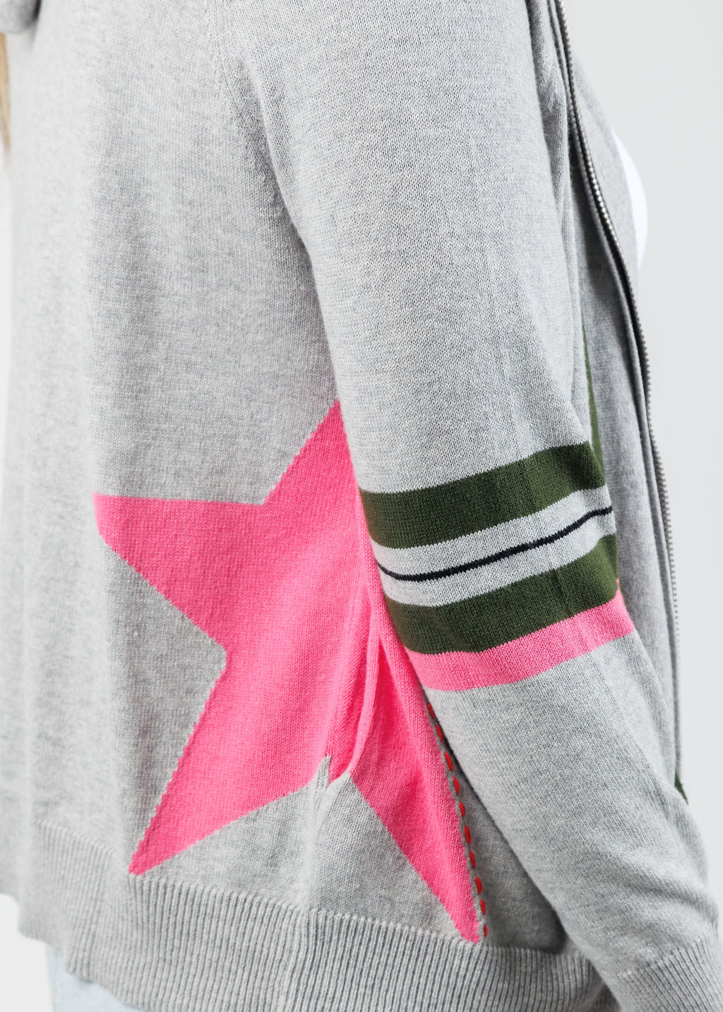 Zaket & Plover Stars & Stripes Zip Hoodie in Marl available at Barbara Katz