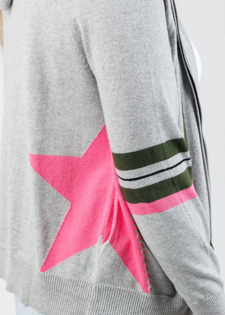 Zaket & Plover Stars & Stripes Zip Hoodie in Marl available at Barbara Katz