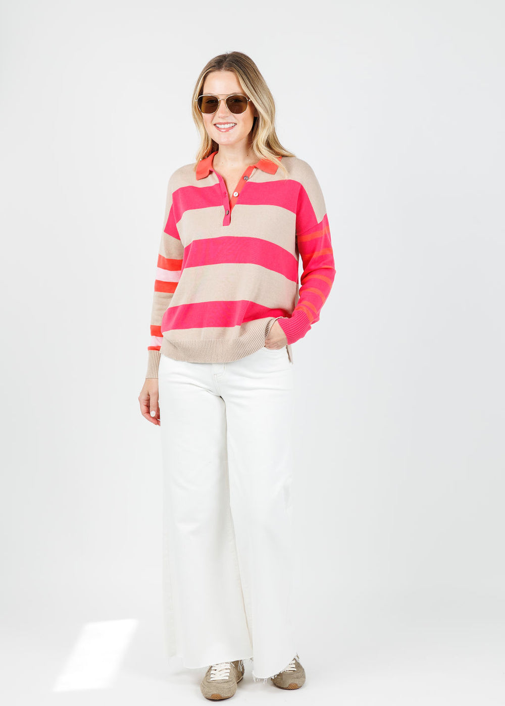 Zaket & Plover Blah Blah Rugby Top in Taupe available at Barbara Katz