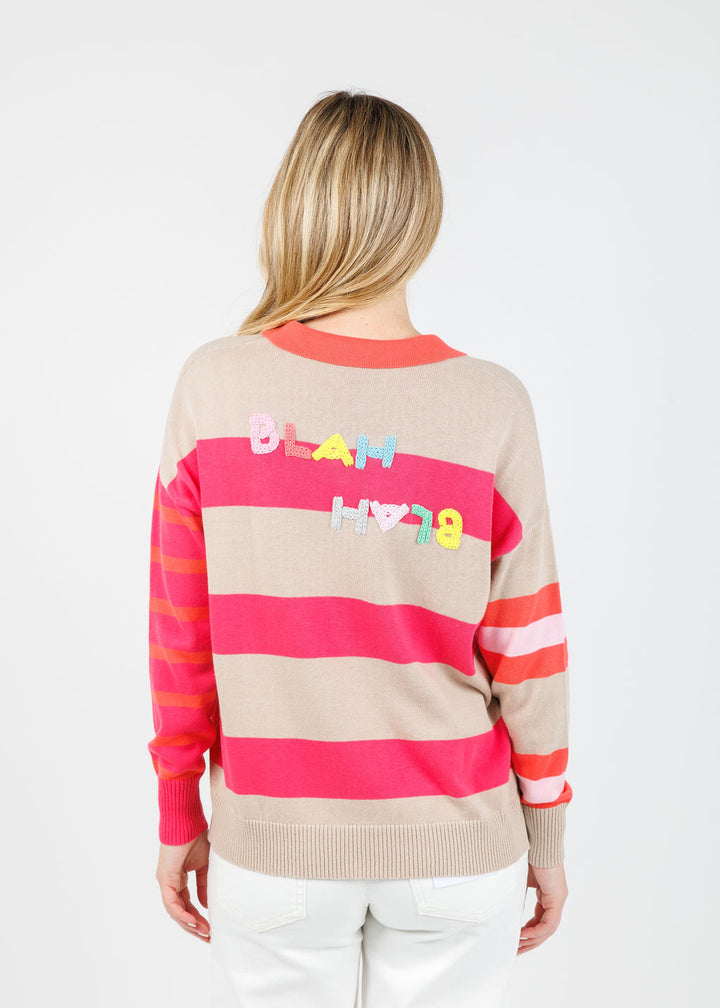 Zaket & Plover Blah Blah Rugby Top in Taupe available at Barbara Katz
