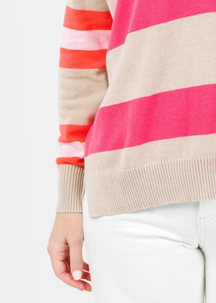 Zaket & Plover Blah Blah Rugby Top in Taupe available at Barbara Katz