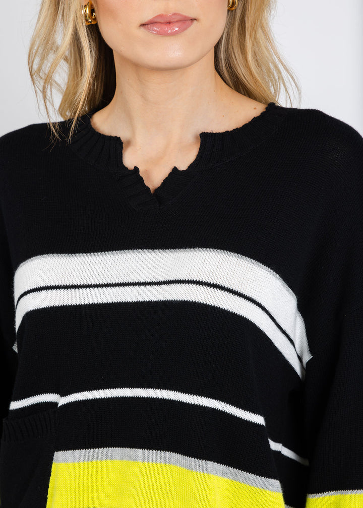 Zaket & Plover Crop Stripe Sweater in Black/Multi available at Barbara Katz