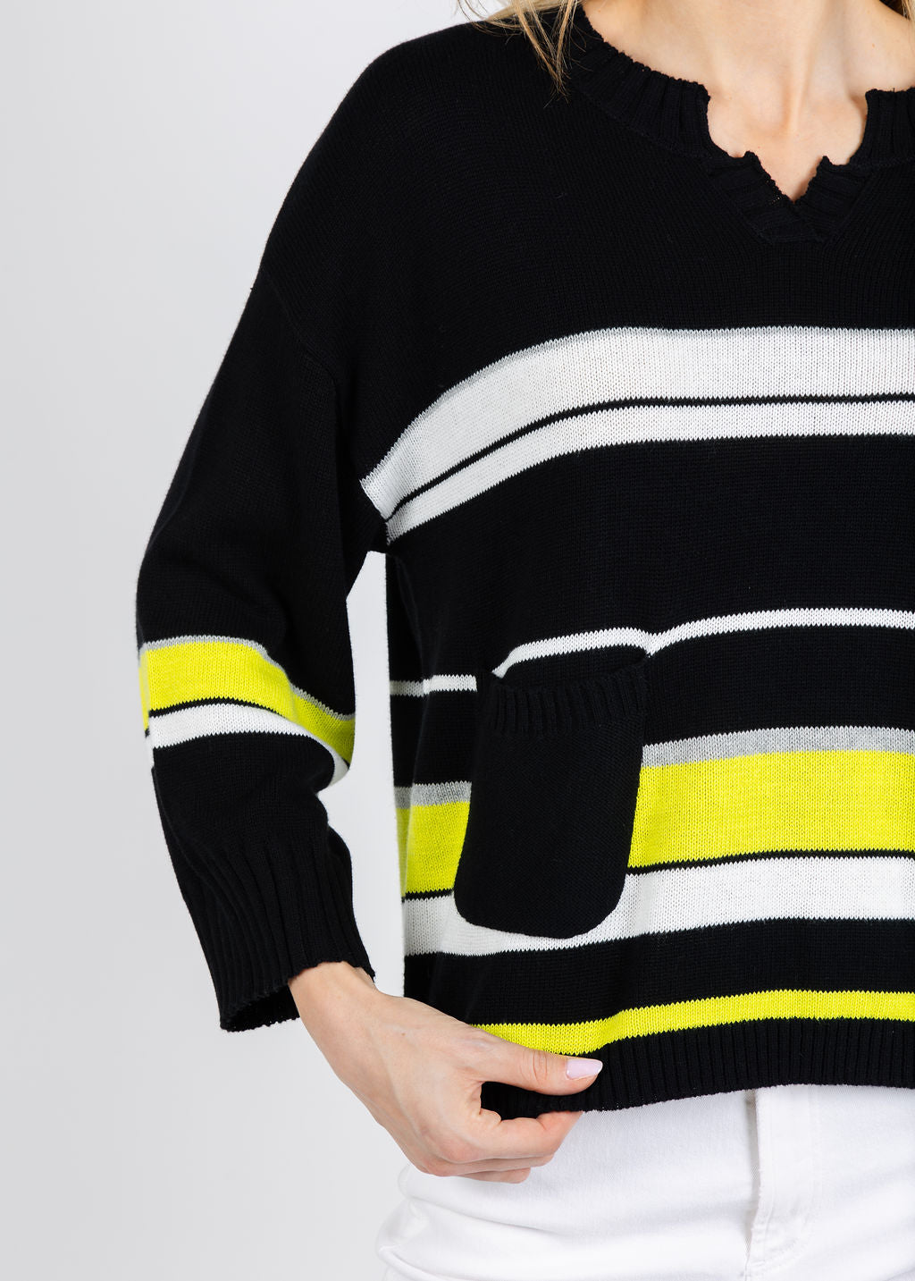 Zaket & Plover Crop Stripe Sweater in Black/Multi available at Barbara Katz