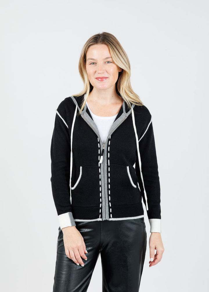 Zaket & Plover Dolly Whipstitch Hoodie in Black available at Barbara Katz
