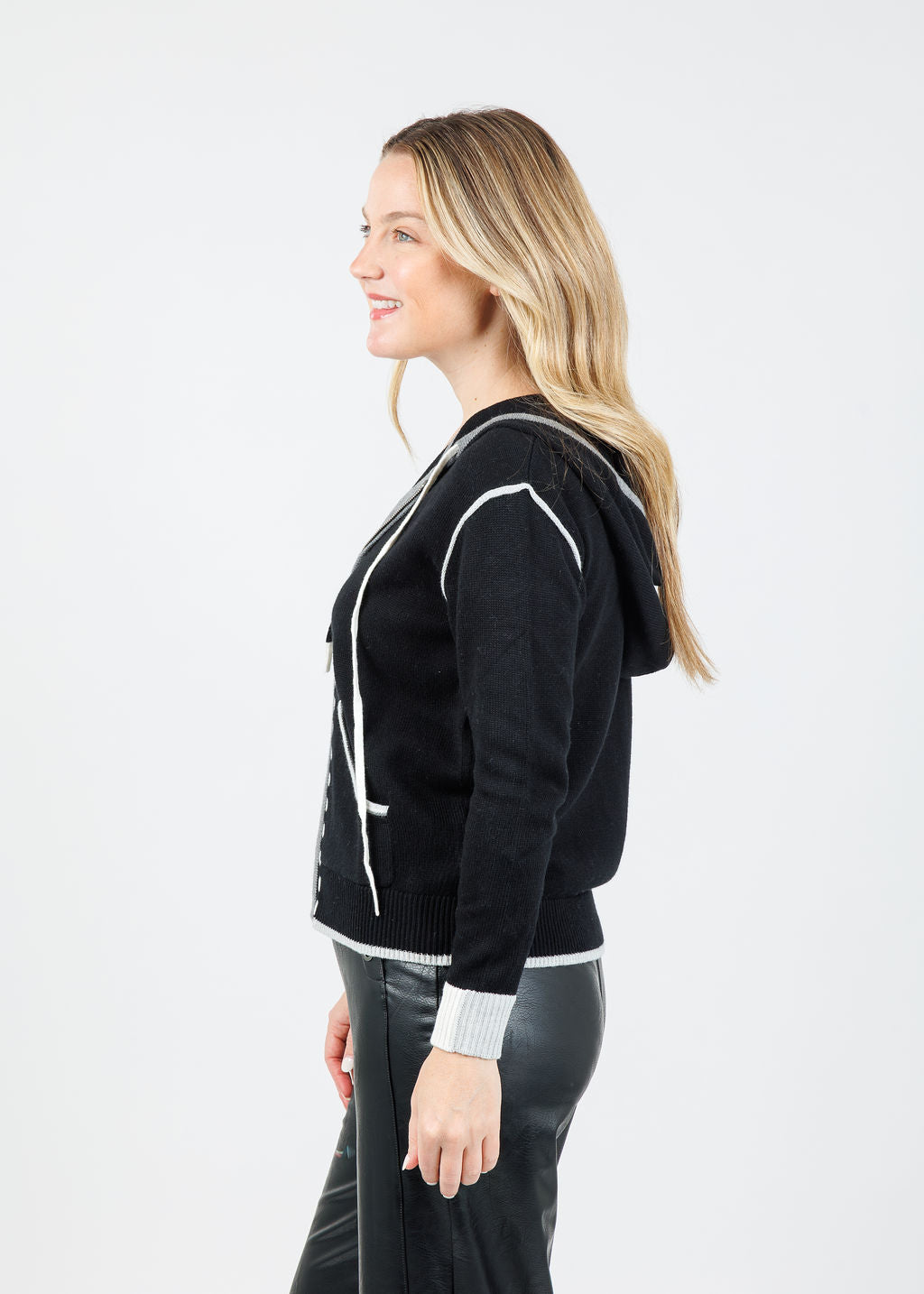 Zaket & Plover Dolly Whipstitch Hoodie in Black available at Barbara Katz