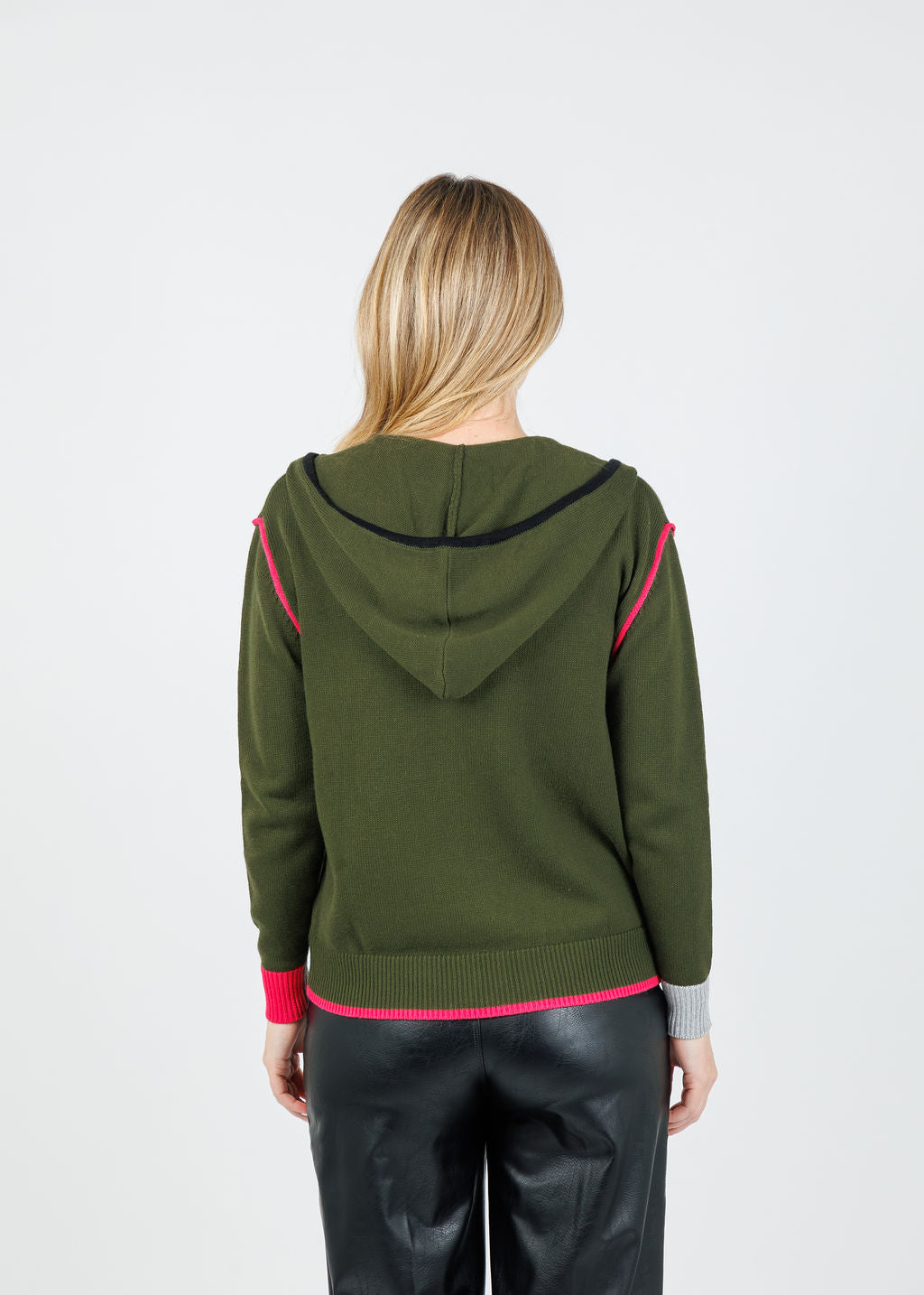 Zaket & Plover Dolly Whipstitch Hoodie in Olive available at Barbara Katz