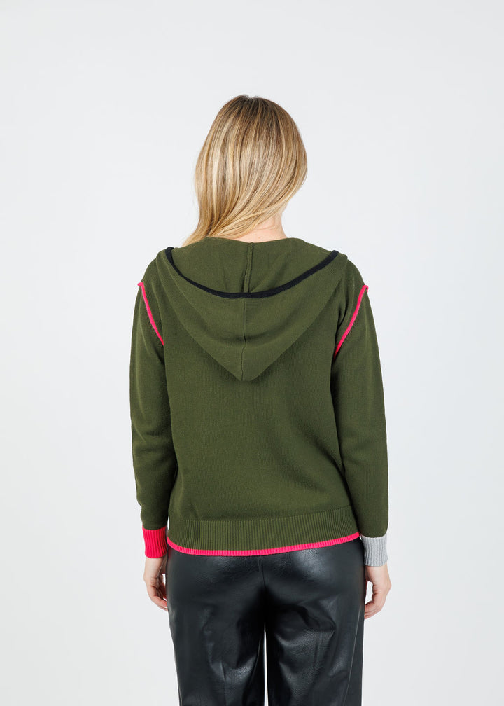Zaket & Plover Dolly Whipstitch Hoodie in Olive available at Barbara Katz