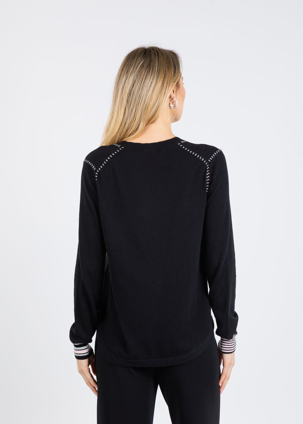 Zaket & Plover Ella Pocket Detail Sweater in Black available at Barbara Katz