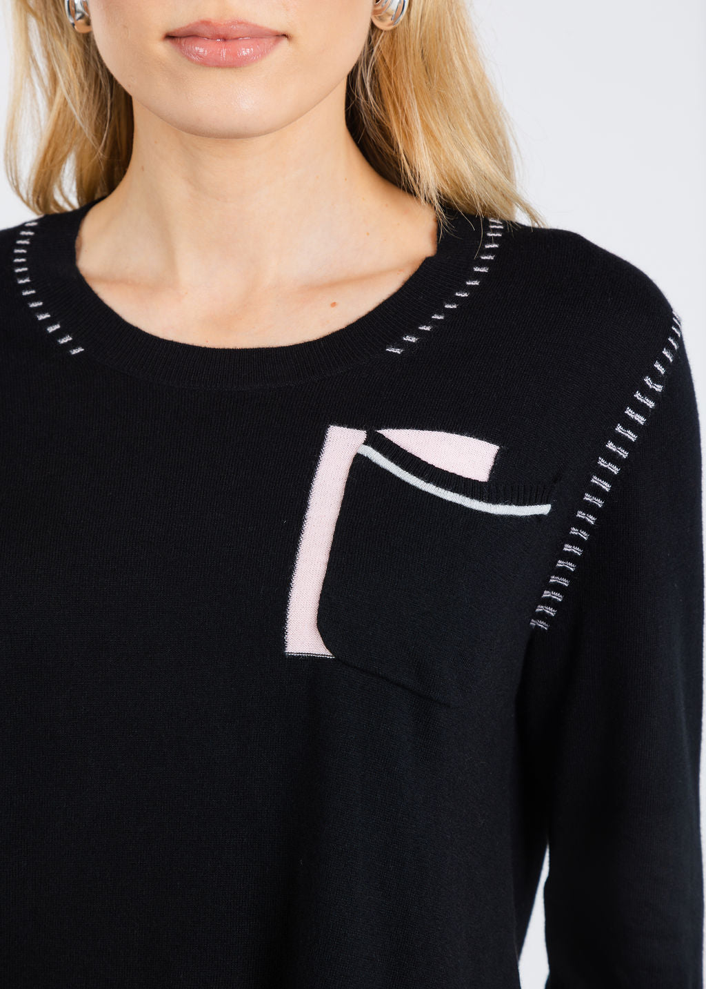 Zaket & Plover Ella Pocket Detail Sweater in Black available at Barbara Katz